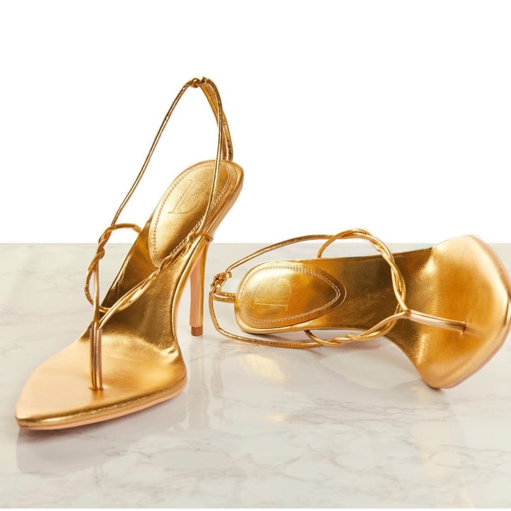 NWB Bydose Mid Aurum Knotted 100mm Thong Sandals